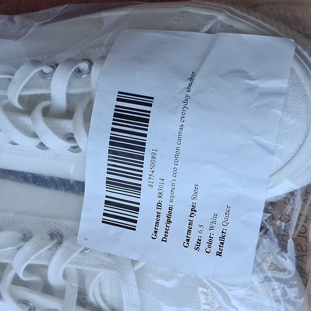 Quince Eco Cotton Canvas White Sneakers Size 6.5 Raw Natural Rubber - Picture 11 of 11